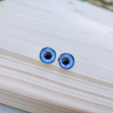 Puzety oči #684 oko náušnice modrá růžová oči černá pecky stříbrná náušničky puzety očíčka očíčko 