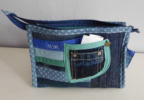 Džínový organizér všeporuce kabelka dárek peněženka patchwork bavlna taštička kapsičky originál džínová jediná multifunkční 