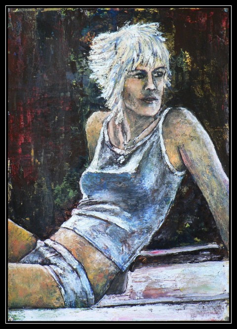 Portrét v bielom obraz malba žena akryl postava 