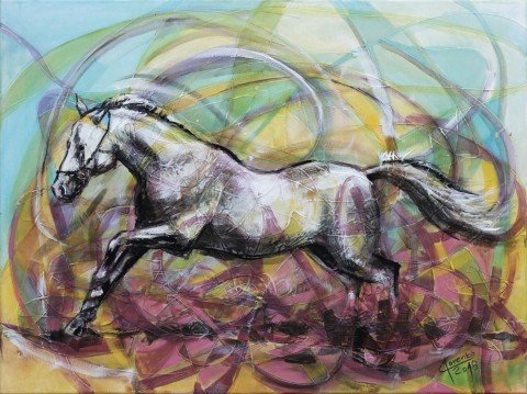 Obraz-Čaro pohybu zvíře pestrobarevné malované obraz kůň koník malba obrázek zvířata koně plátno art umnění 
