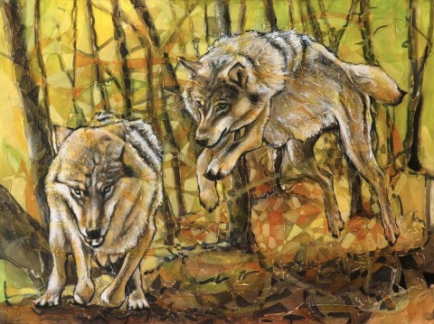 Chyť mě, když to dokážeš ! zvíře obraz malba vlk příroda lesní zvířata les originalita divoká art vlčie 