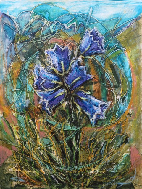 Kvety Tatier (Zvonček alpínsky) obraz malba abstrakce kvetinka 