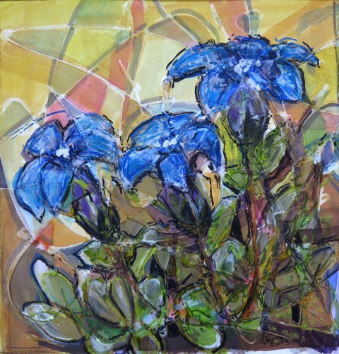 Kvety Tatier (Horec Jarný) obraz krajina maľba art kvety lúka tatry abstraktny 