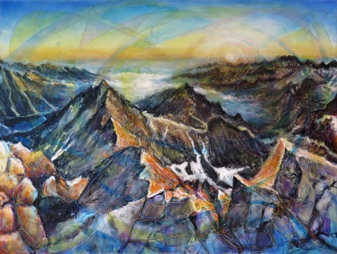 Východ slnka na Rysoch obraz malba krajina umělecký expresionismus tatry exprese umnění dílo rysy expresivní 