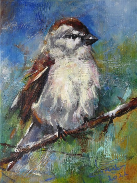 Vrabčiak zvíře obraz malba umělecký vrabec expresionismus exprese umnění dílo expresivní 