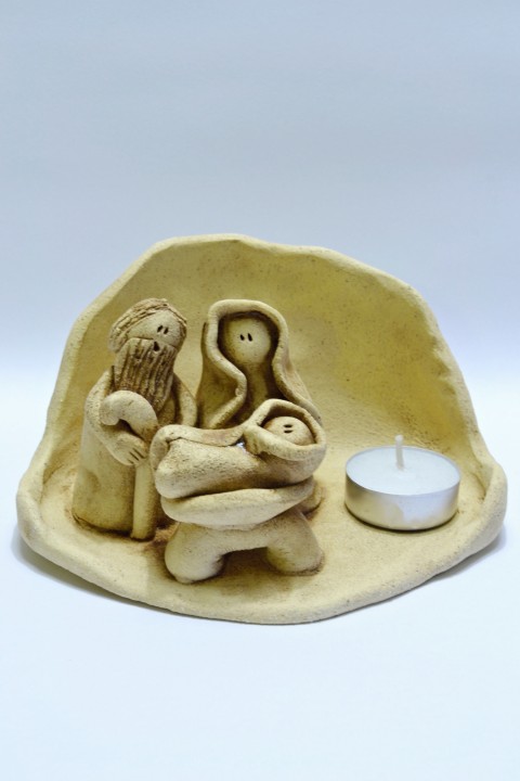 Keramický betlém vánoce svícen svíčka světlo betlém ježíšek svátky betlémek svatá trojice 