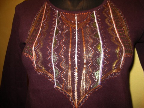 V orientálním stylu tunika ornament triko dámské 