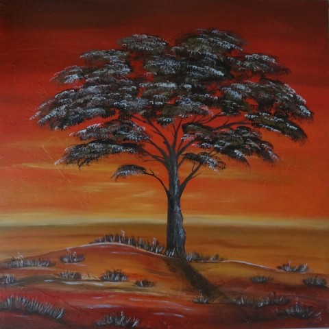 Strom Afrika dekorace strom obraz malba moderní krajina obrázek akryl 