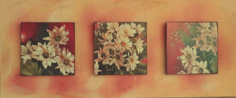 Troje květy domov obraz malba moderní obrázek tisk relief 