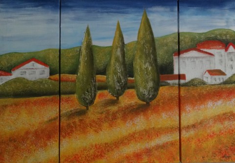 Toskánsko dekorace strom obraz malba moderní krajina obrázek akryl 