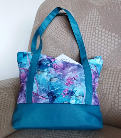 Taška-kabelka-růžové bobule-tyrkys kabelka dárek taška dáreček praktická do práce pro maminku pro babičku nepromokavá pro volný čas pevná taška 
