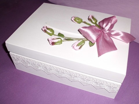 svatební starorůžová krabička svatební na dopisy na přáníčka dárečkydřevěná růžičky.písmo 