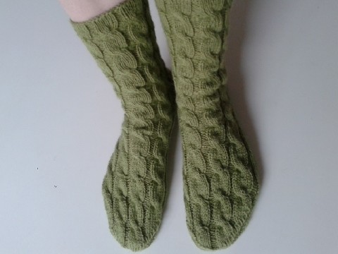 Pletené ponožky zelená zima podzim pletení akryl ponožky copánky 