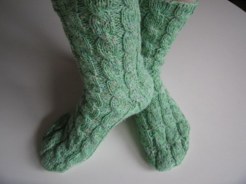 Pletené ponožky zelená zima podzim pletení akryl ponožky copánky 