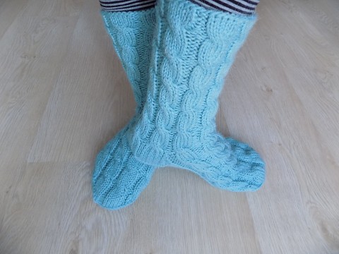 Ponožky zelená zima podzim pletení ponožky copánky 