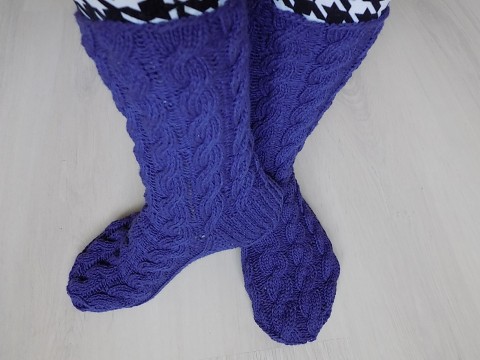 Pletené ponožky zima podzim fialová bavlna pletení ponožky copánky 