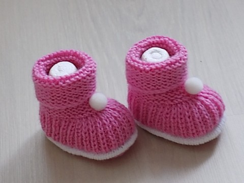 Bačkůrky dárek děti zima podzim růžová děvčátko miminko akryl ponožky bambulka bačkůrky ponožečky nožka 