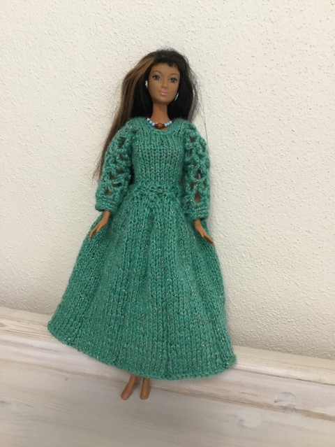 Barbie - šaty zelená panenka pletené šaty akryl šatičky barbie 