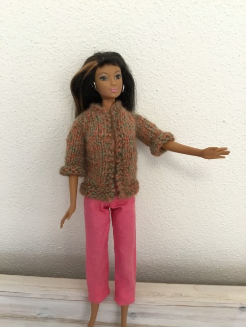 Barbie - svetřík zelená panenka oranžová pletené svetr akryl svetřík barbie 