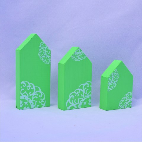 Světle zelené domečky dřevo domov dekorace barvy domeček akrylové mosrá 