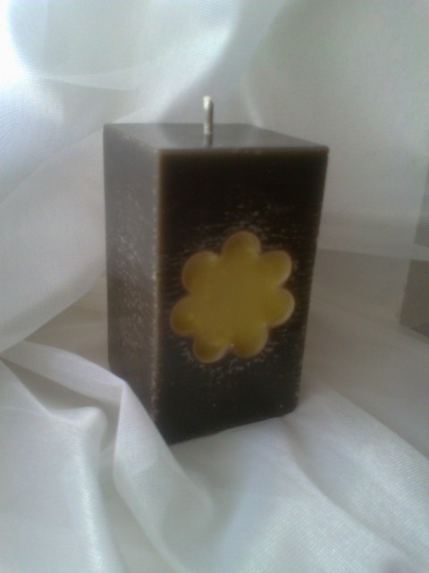 Dark Hippie dárek květina svíčka plamen vonná hnědá vintage ruční práce hranol 