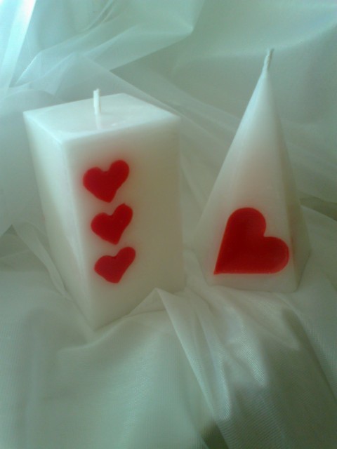 Sada Red and White dekorace dárek svíčka vonná láska plamínek valentýn jahoda zamilovaní ruční práce dáreček z lásky 