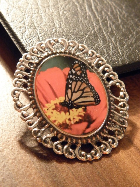 Motýlková brož brož lůžko starostříbro vintage  