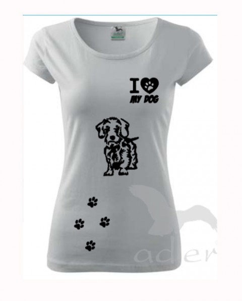 I love my dog - hrubosrstý jezevčík pes triko tričko 