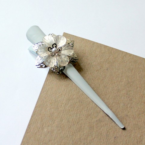 Luxusní velká kovová betka spona dárek květina moderní elegantní luxusní 