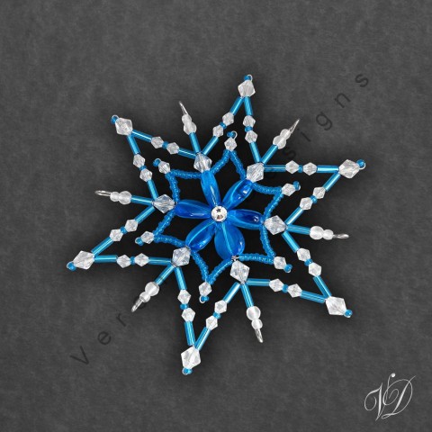 Vánoční korálková hvězda - KO307 ozdoby vánoce vánoční hvězda ozdoba hvězdy star korálková korálkové stromeček hvězdička vločka hvězdičky vločky ozdobička z korálků 