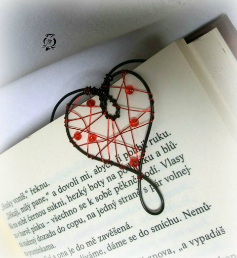 Srdce - záložka nejen do knihy spona srdce dekorace drát srdíčko drátování záložka drátek drátovaný kancelářská 