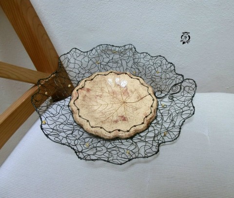 Drátovaná mísa...javorová dekorace korálky keramika drát miska drátování mísa drátek drátovaný 