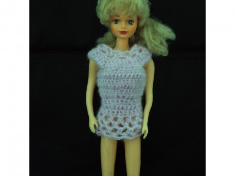 Halenka pro Barbie - fialková panenka šaty háčkované krátké společenské barbie 