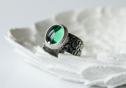 prsten Ester .. polodrahokam zelená prsten cín zelený vintage lesní minerál prstýnek tiffany les cínování cínované šperky cínovaný šperk tifany cínovaný prsten htj s cínem tifani zelený prsten 