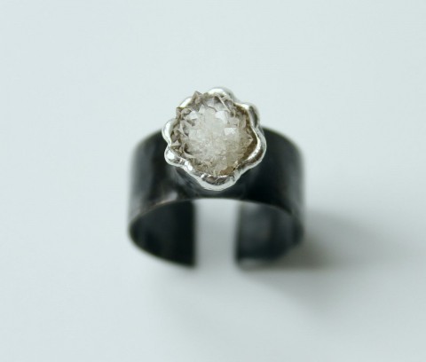 Ledový kvítek (křištál- krystalky) prsten sníh zima cín křišťál led krystal křišťálový prsten prsten s křišťálem křištálový 