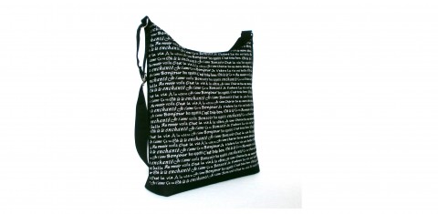 Kabelka STEPH kabelka bílá černá text písmenko písmeno černobílá framcie 