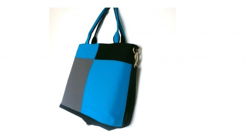 Kabelka KIARRA - tyrkysová kabelka černá šedá tyrkysová prošívaná látková geometrický geometrie textilní geometrická 