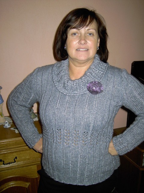 Pletený svetřík MOVE,vel.38-42 zima podzim jaro šedá svetr dlouhý rukáv pro ženy dovoz pletený svetr 