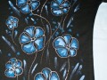 Tričko ručně malované-černé s květy