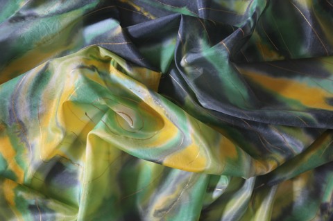 Smaragdově zelený šátek zelená žlutá šála barevná hedvábí šátek podzimní smaragdová 