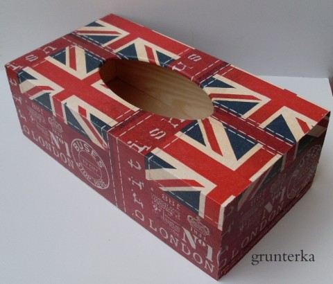 na kapesníky-London box krabička kapesníky krabice decoupage ubrousek grunterka kapesník ubrousky london 