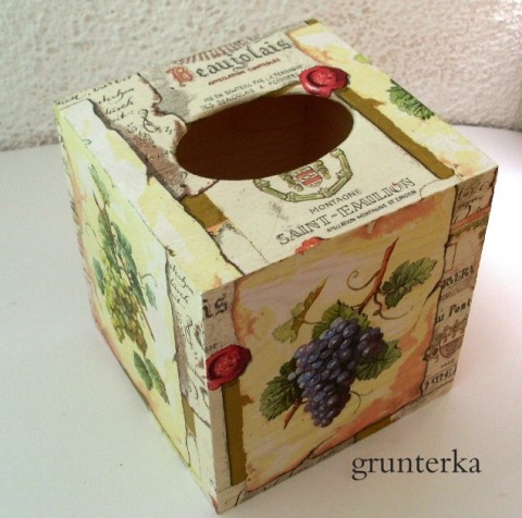 na kapesníky- víno box krabička kapesníky krabice decoupage ubrousek grunterka kapesník ubrousky usa 