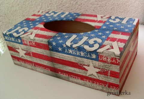 na kapesníky-USA box krabička kapesníky krabice decoupage ubrousek grunterka kapesník ubrousky amerika usa 