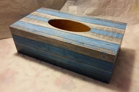 pruhy vintage box modrá krabička kapesníky krabice decoupage šedá pruhy patina ubrousek grunterka kapesník ubrousky prih 