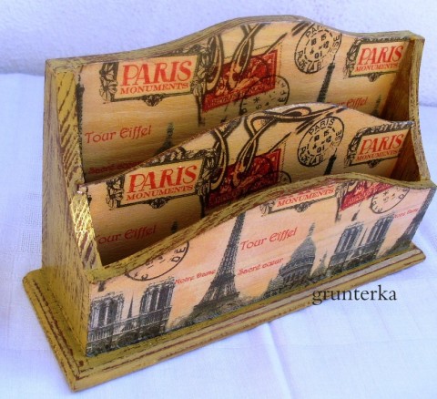 listovník-Francie decoupage vintage patina grunterka stojan dopis 