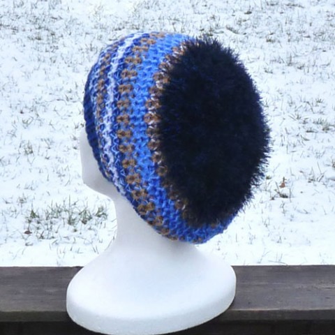 Zimní jiskřivý baret zima extravagantní baret teplá efektní čapka hučka jiskra spadlá zimní jiskření 