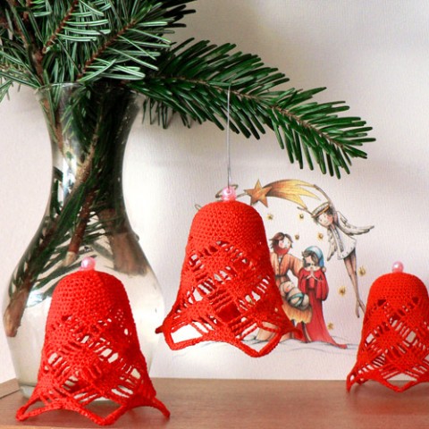 Háčkované zvonečky dekorace vánoce háčkovaný vánoční zvoneček zvonek ozdoba zvonky drobnosti zvon zvonečky ozdůbka ozdůbky 