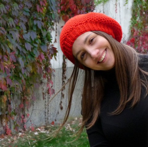 Pletený baret - červený jarní pletený baret červený veselý podzimní nepřehlédnutelný romantický baretka stylový exkluzivní nápaný 