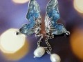 Náušnice - motýl a perly