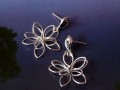 Náušnice - stříbrné květy (3D)